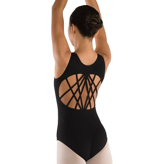 DanzNmotion by Danshuz Women's 10 Strap Leotard S BLACK