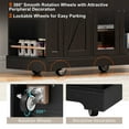 thumbnail image 4 of 53'' Farmhouse Kitchen Island with Two Tempered Glass Cabinet Doors, Kitchen Rolling Island with Power Outlet 5 Open Side Racks and 3 Drawers,Mobile Island Table for Kitchen, Dining Room,Black, 4 of 7