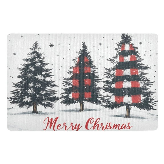 BZSMCE Floor Mats 32x20in Red Black Buffalo Plaid Pattern Creativity Doormats