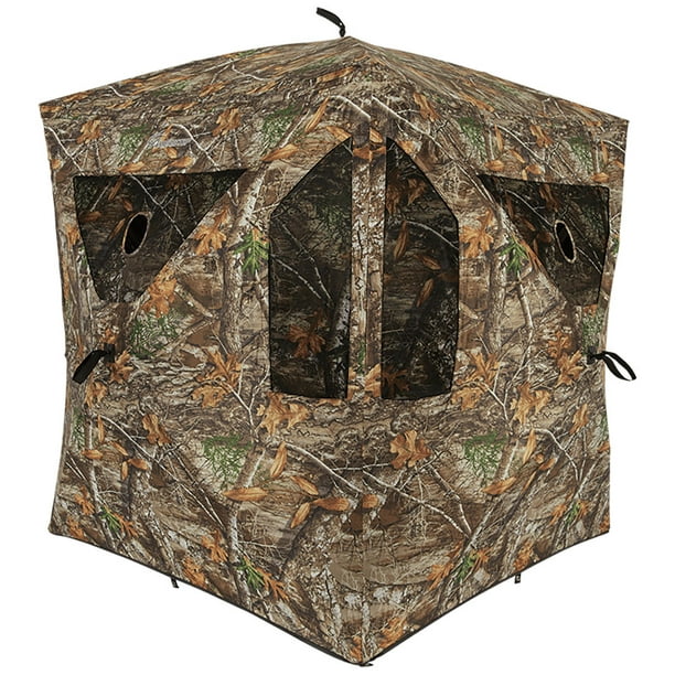 Ameristep Brickhouse 3 Person Ground Hunting Concealment Blind, Mossy ...