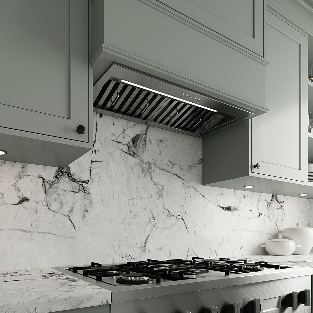 Streamline 28 in. Belsito Convertible Insert 350 CFM Range Hood in Brushed Stainless Steel with Baffle Filters, Electronic Button Control, LED Light