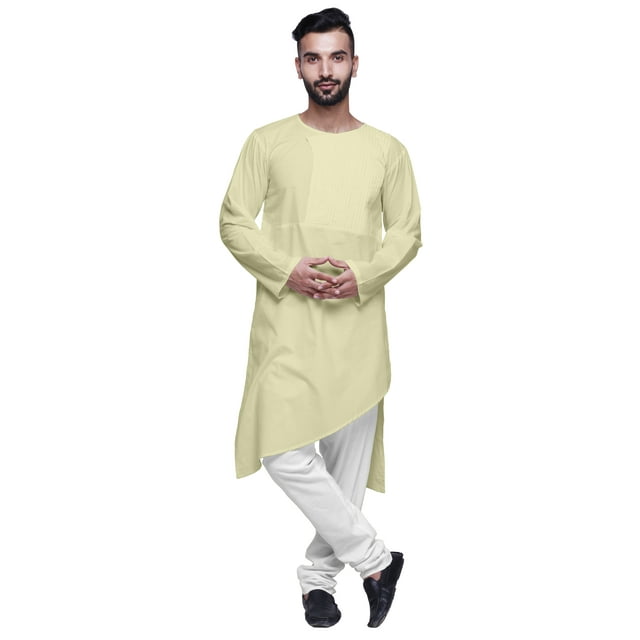 Atasi Kurta pour Homme en Coton Uni, Tenue Décontractée de Fête, Robe d'Été Hippie, Chemise Longue pour Homme