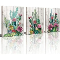 3 Piece d Wall Art Watercolor Tropical Plant Desert Cactus Canvas Print for Bedroom Bathroom Spiny Flower Artwork Home Office Wall Decoration 16x24 3 panels Decor