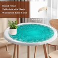 thumbnail image 4 of Turquoise Christmas Snowflake Round Tablecloth, Fitted Table Cover with Elastic for 45"-54" Round Tables, Xmas Winter Modern Teal Table Cloth Outdoor Indoor Dinning Party Waterproof Tablecloths, 4 of 7