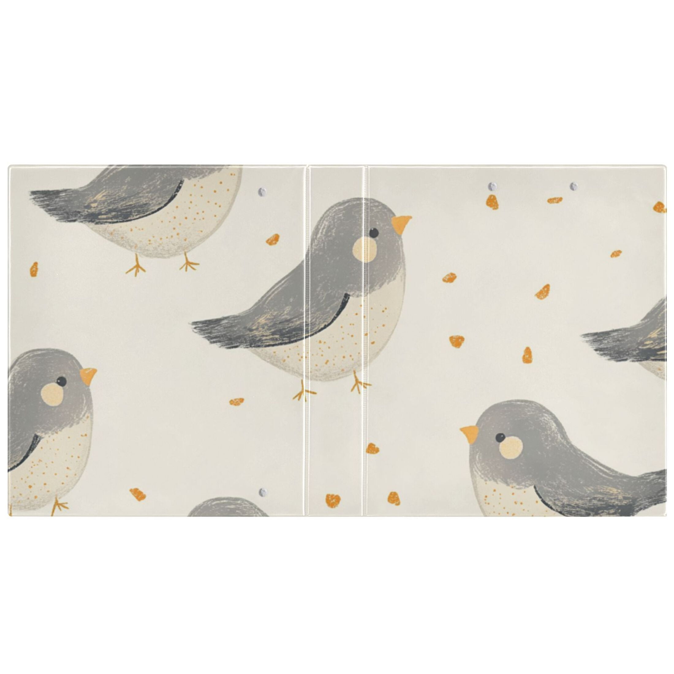 Gray Birds 3 Ring Binders 1.5 inch Hardcover File Folders with Interior Pockets A4 Size Organizer for School Office Hospital Set of 2