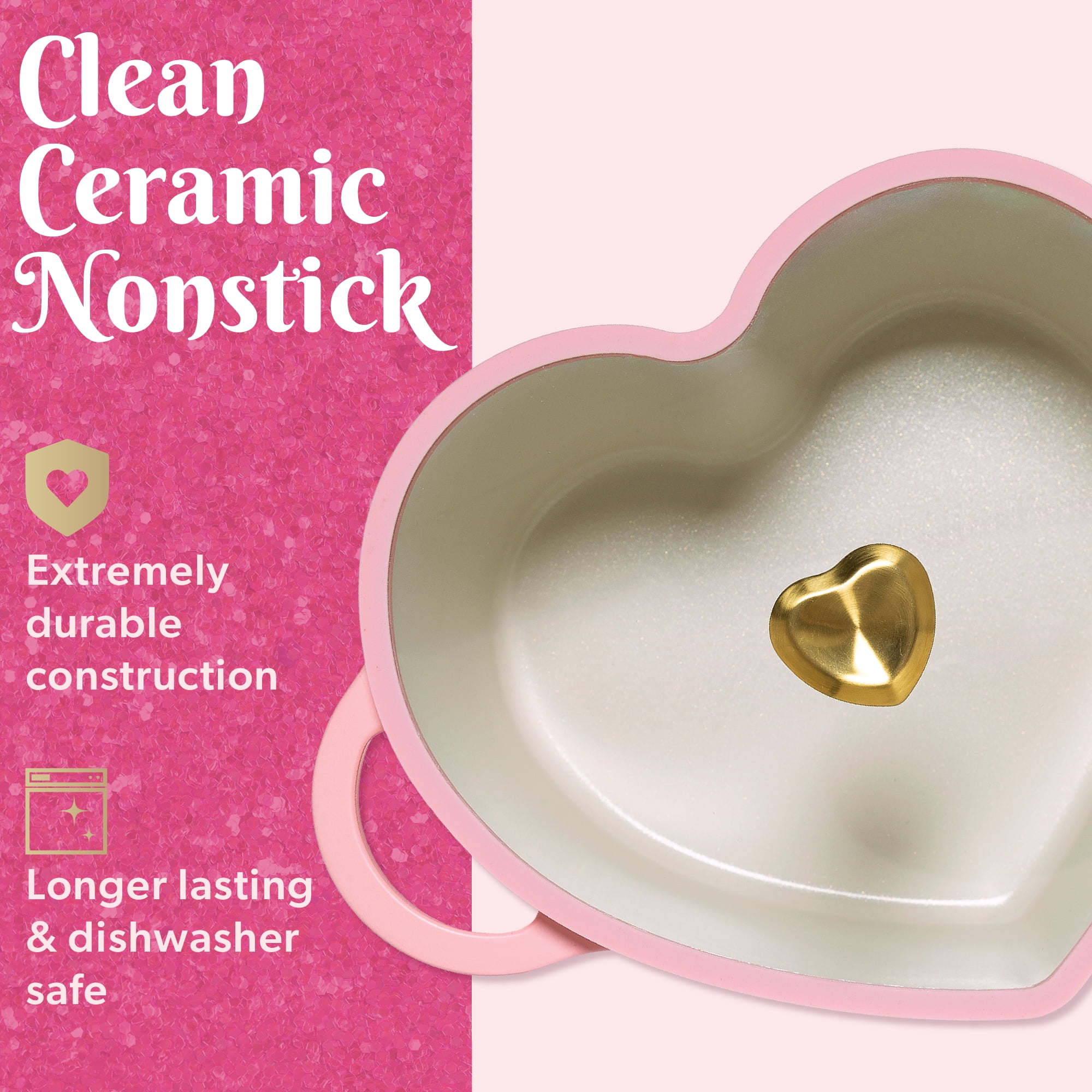 Paris Hilton Cast Aluminum Dutch Oven with Clean Ceramic Nonstick Coating 4 6 Quart Pink