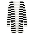 thumbnail image 5 of IROINNID Cardigan for Women Open Front Lightweight Long Sleeve Stripe Printed Cardigan Casual Coat Outerwear/ Jacket with Pocket,Black, 5 of 5