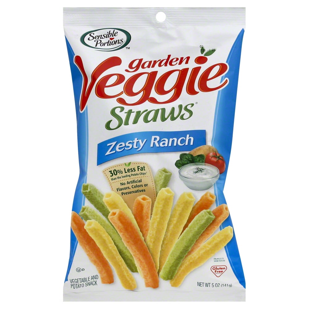 Sensible Portions Zesty Ranch Garden Veggie Straws, 5 oz, (Pack of 12