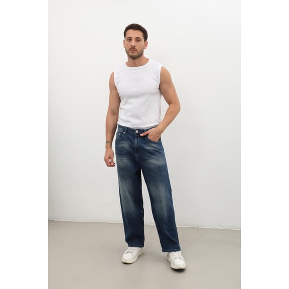 Banny Jeans Men's Regular Fit Jeans, Navy Blue, Size L
