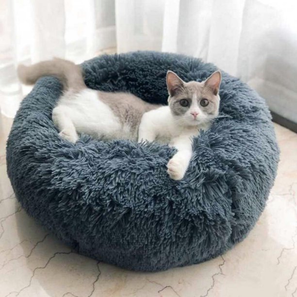 plush round dog bed