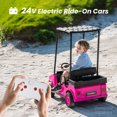 thumbnail image 5 of Track Seven 24V Ride on Car, Electric Golf Cart with Ceiling, Ride on Truck with Remote Control, Music, Rear Storage Box, Electric Car for Boys Girls Age 3+, 18.5" Large Seat with Armrests, Pink, 5 of 14