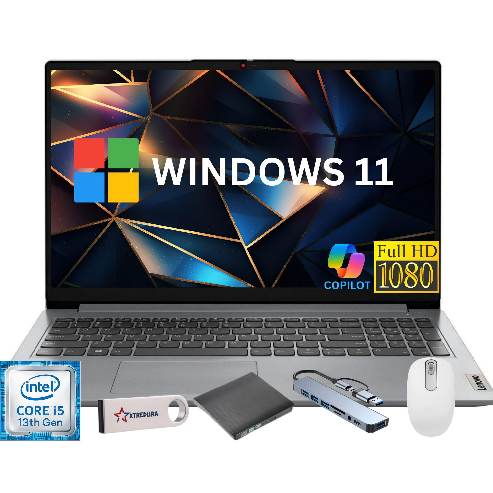 Lenovo Ideapad 1i 15.6" Full HD Laptop, Intel Core i5 13th i5-1335U, 16GB RAM, 512GB SSD,Windows 11 Home, Grey + CoPilot Gift Bundle – High-Performance Laptop for Work&Study
