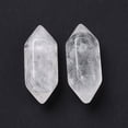 thumbnail image 2 of 20pc Natural Quartz Crystal Double Terminal Pointed Pendants Rock Crystal Faceted Bullet Charm 18.5~20x8~9x8~9mm Hole: 1.5mm, 2 of 4