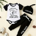 thumbnail image 1 of Cute & Casual DADDY AND ME Letter Print Outfit - Short Sleeve Onesie Romper & Pants & Hat Baby Boys Set, 1 of 5