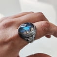 thumbnail image 2 of Labradorite Mans Ring, Natural Blue Fire Labradorite, Unisex Ring, Silver Jewelry, 925 Silver Ring, Birthday Gift, Heavy Men Ring, Arabic Design, Ottoman Style Ring, Christmas, Turkey Mens Signet Ring, 2 of 8