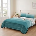 thumbnail image 2 of King Quilt Set 96''x106'', Teal Ombre Lightweight Summer Bedspread Coverlet Set with 2 Pillow Shams, Farmhouse Vintage Wooden Striped Breathable All Season Quilt Bedding for Bedroom/Guest Room, 2 of 9