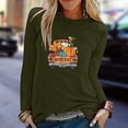 thumbnail image 2 of Odeerbi Thanksgiving Shirts For Women Fashion Round Neck Long Sleeve Print Casual T-shirt Blouse Olive Drab, 2 of 6