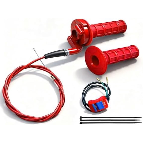 7/8 22mm Twist Throttle Accelerator Handle Grips for Pit Bike Mini Bike Throttle Cable Kit 4-Stroke Dirt Bike Pocket Bike for 50cc 90cc 110cc 125cc150cc 200cc 250cc (Red)