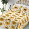 thumbnail image 3 of Ambesonne Sunflower Fitted & Flat Sheet with Sham 3 Pcs Set, Vintage Fall Leaves Print, Twin, Marigold Mustard and White, 3 of 5