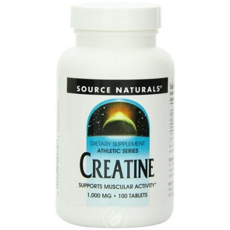 Source Naturals, Creatine, 1,000 mg, 100 Tablets , Pack of (Best Source Of Creatine In Food)