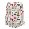 thumbnail image 4 of Puntoco Mujer Casual Navidad Impreso Jersey Cuello Redondo Manga Larga Botones Blusa tops Puntoco Puntoco-2343, 4 of 6