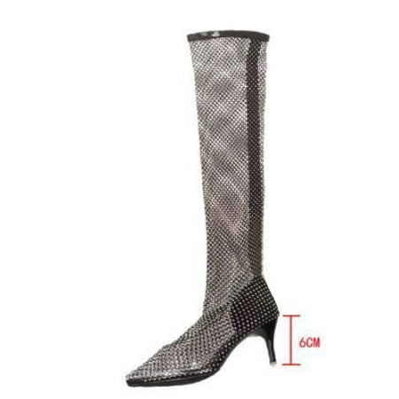 

Women Over The Knee Thigh High Mesh Sock Boots Clear Transparent Sandals Shoes Plus Size 34-42 Sadalias Femininas