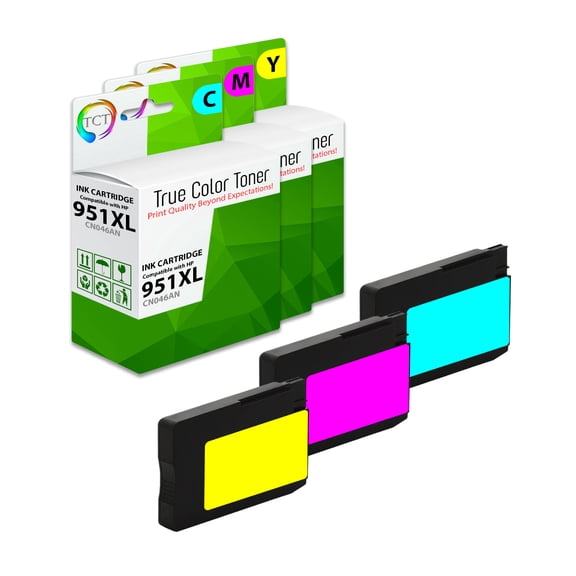 TCT 950XL 951XL Color Ink Cartridge 3 Pack - Compatible With HP 951XL 951 XL CN046AN CN047AN CN048AN