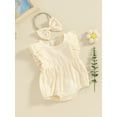 thumbnail image 2 of Bagilaanoe Newborn Baby Girl Summer Rompers Sleeveless Bodysuits + Headband 3M 6M 12M 18M Infant Casual One Piece Jumpsuit, 2 of 8