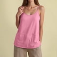 thumbnail image 2 of GEWSEY Womens Camisole Tank Tops Dressy Casual Cotton Linen Gauze Cami Shirts Adjustable Spaghetti Straps Tunic with Pockets (Pink, XL), 2 of 8