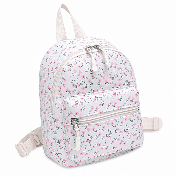 FLORNIX Floral Mini Backpack Small Backpack for Women (White)
