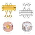thumbnail image 1 of Chainplus 2PCS Slide Clasp Lock Necklace Connector Multi Strands Slide Tube Clasps for Layered Bracelet Necklace Jewelry Crafts (Gold and Silver), 1 of 7