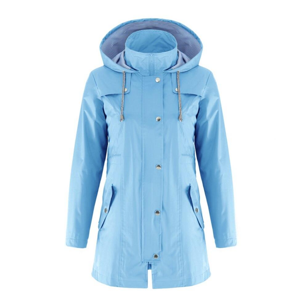 Women's Fashion Waterproof Windproof Raincoat Striped Lining Lightweight Jacket with Hood Long Fashion Outdoor Jacket - image 5 of 6