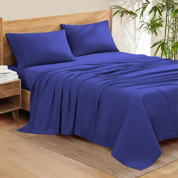 Egyptian Cotton Sheets Twin XL (39" x 80") Size Sheet Set, 4-PCs Bed Sheets, Bedding Sheets & Pillowcases, Twin XL, Fits 9-12" Deep Pocket Sheets, 600-TC Cotton Sheets, Royal Blue