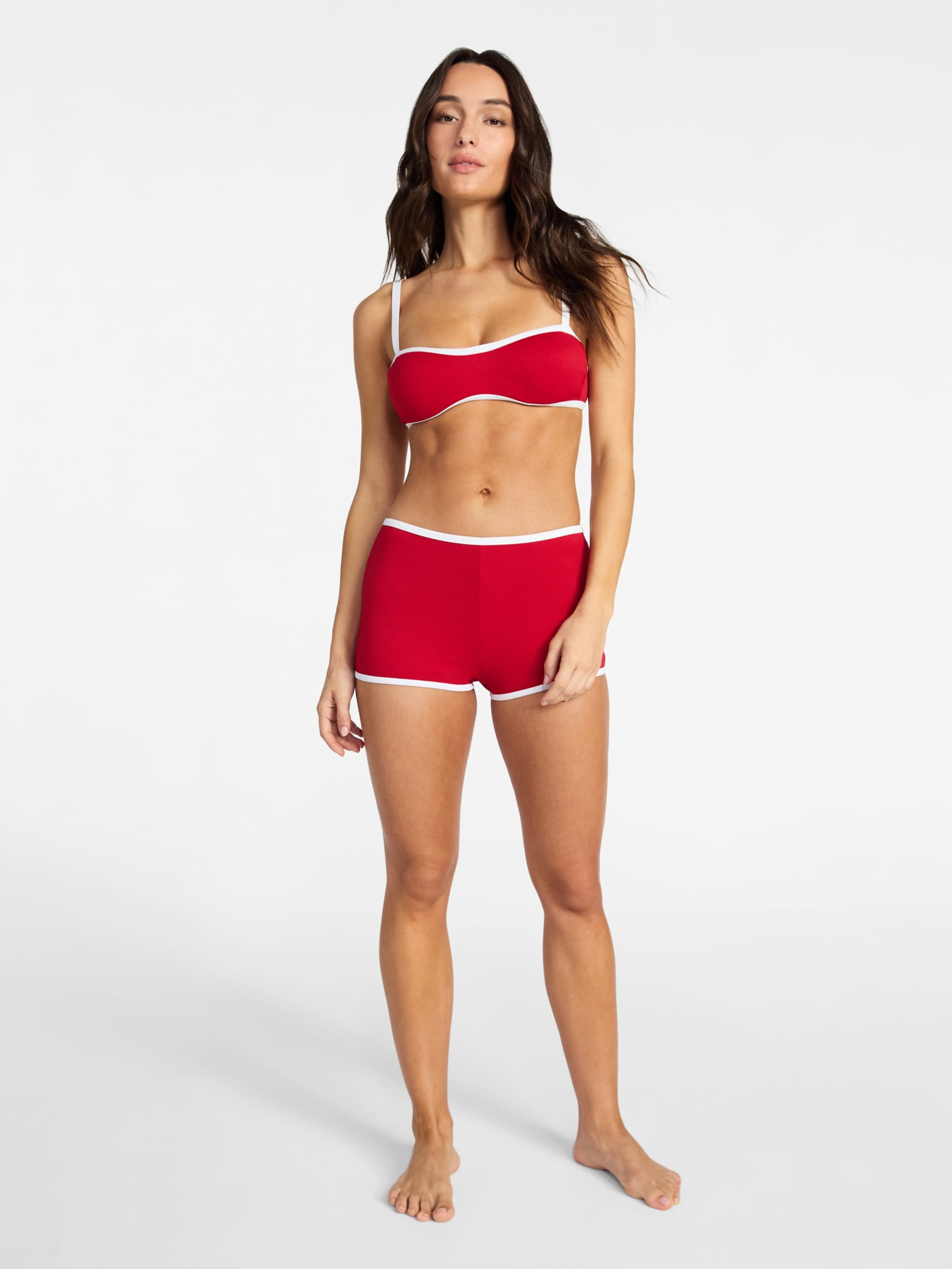 Time and Tru Women's High Waist Swim Boyshorts, Sizes XS-3X