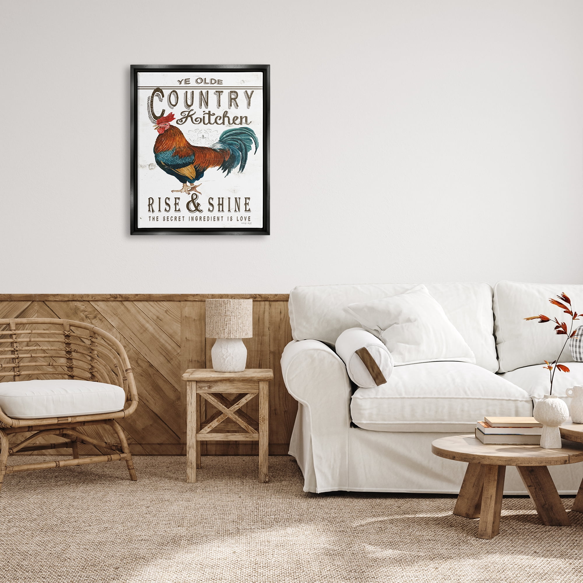 Stupell Industries Country Kitchen Rustic Phrase Botanical & Floral Painting Black Floater Framed Art Print Wall Art, 25 x 31