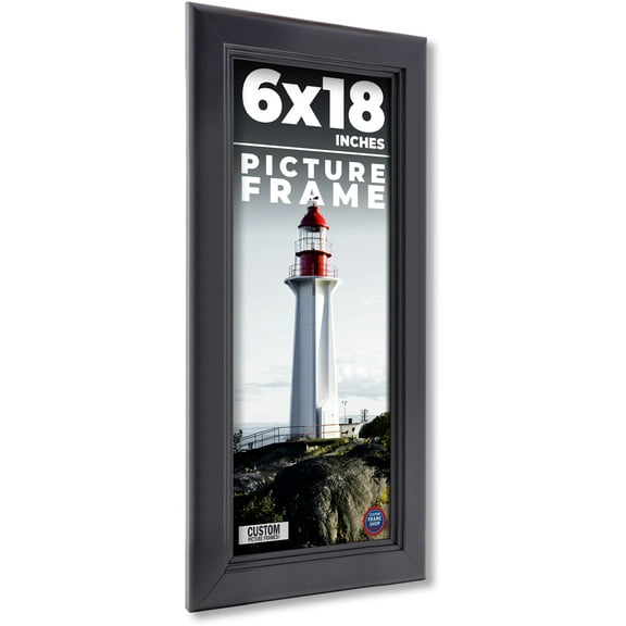 6x18 - 6 x 18 Contemporary Black Solid Wood Frame with UV Framer's Acrylic & Foam Board Backing -