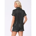 thumbnail image 3 of DARING DIVA Women's Satin Front Single Pocket Pajamas Sets M Black, 3 of 7