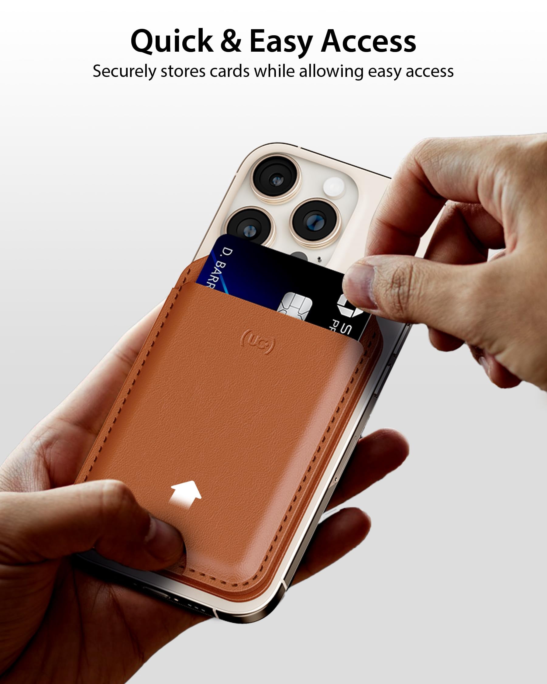 Upcommon Enclave Wallet Stand for iPhone 17/16/15/14/13/12 Series, Compatible with MagSafe, Magnetic 5 Card Holder, Adjustable Stand, RFID Blocking, Microfiber Leather (Tan)