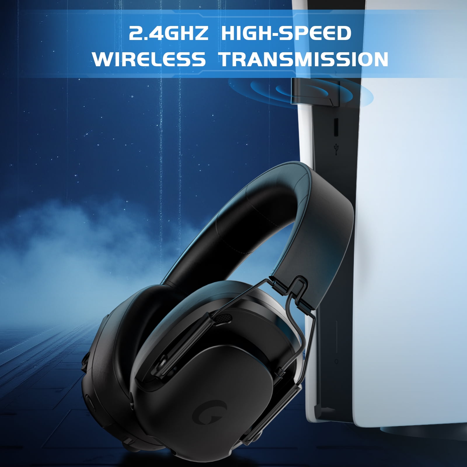 Soifcik 2.4GHz Wireless Gaming Headset with Microphone, 7.1 Surround Sound & 45H Battery, Noise Cancelling Over-Ear Headphones for PS5, PS4, PC, Switch (Wired for Xbox), Black