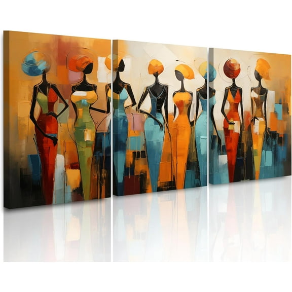 FCCUYE - 3 Piece Abstract Black Girl Wall Art for Living Room Blue Dancing Girl Picture Elegant Ballet Poster for Bathroom Wall Art Canvas Prints for Female Gifts Dance Rehearsal Studio 20x28inch