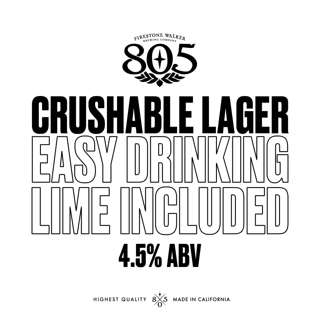 Firestone Walker 805 Cerveza Lager Light, Crisp, Craft Beer, 18 pack, 12 fl oz Cans, 4.5% ABV
