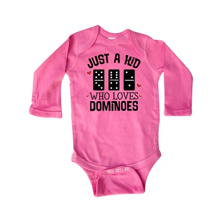 

Inktastic Just A Kid Who Loves Dominoes Gift Baby Boy or Baby Girl Long Sleeve Bodysuit