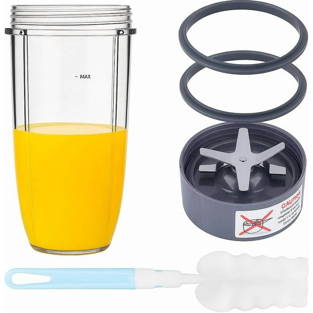 Blade and 32OZ Cup Replacement Set for NutriBullet Pro 600W/900W Series Blender Accessories Parts - Tall Blender 32OZ Cups& 6 Fin Extractor Cross Blade Replacement Parts