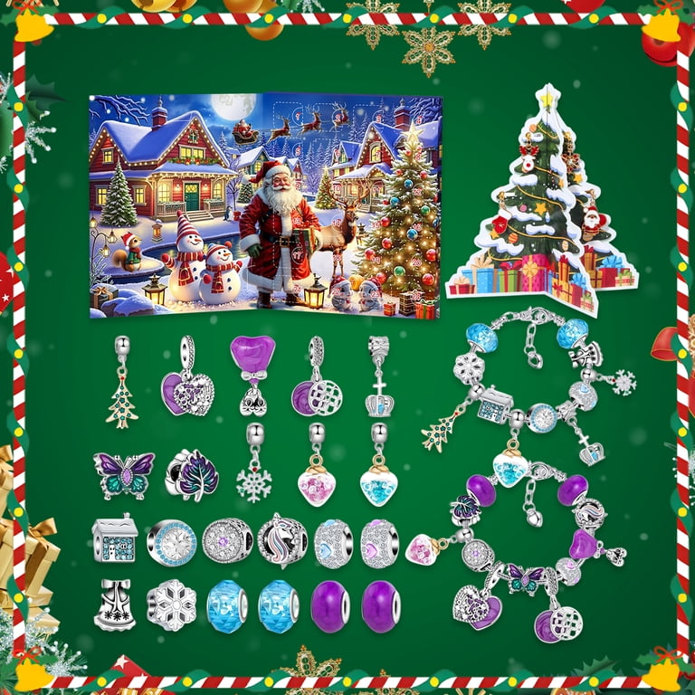 Calendrier De L'Avent 2024 Filles - 24 Breloques Pour Créer Collier Et Bracelets, Cadeau Noël Créatif