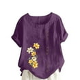 thumbnail image 1 of Birdeem T-Shirt Ample Décontracté d'Été pour Femme à Col Rond, Manches Courtes, à Imprimé Floral, 1 of 5