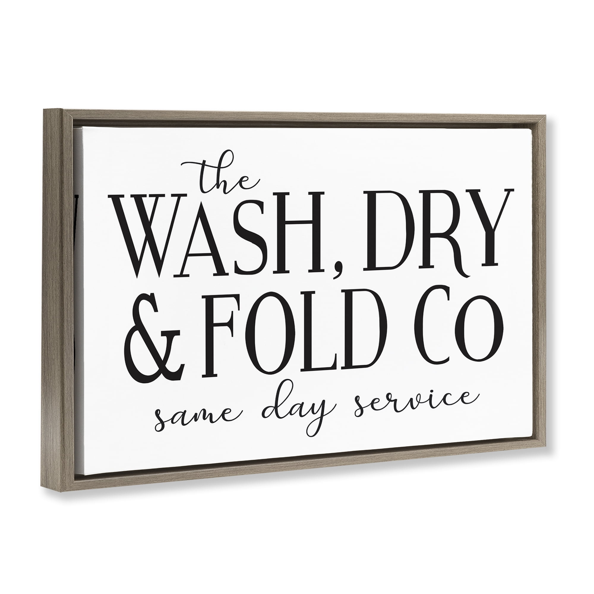 Stupell Industries Same Day Service Laundry Typography Painting Brown Floater Framed Art Print Wall Art, 25 x 17