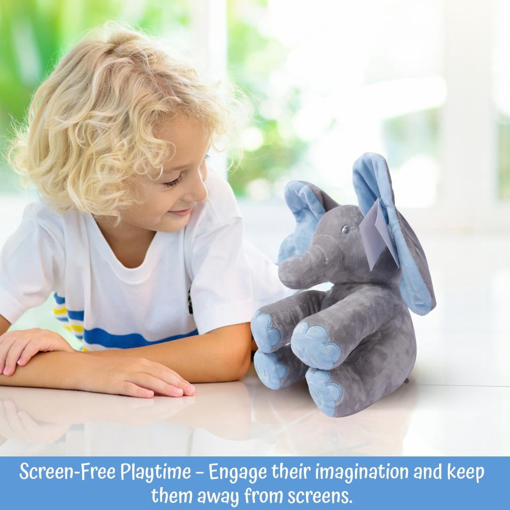 Dimple Kyle Blue Interactive Stuffed Animal Toy, Animated Singing Elephant Plush with Peek-A-Boo, for Babies, Kids & Toddlers, Ages 0 and up , Battery Included