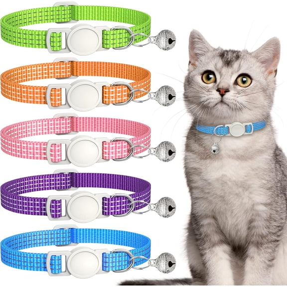 5 Pack Reflective-Breakaway Cat Collars with Bells,Adjustable Small Cat Collar,Ideal for Girl Cats Male Cats Kittens Puppies,Pet Supplies Stuff Accessories 7.9" - 13"