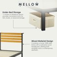 thumbnail image 3 of Mellow KASI Metal & Wood Platform Bed Frame with Built-In Headboard Shelf, Queen, 3 of 12