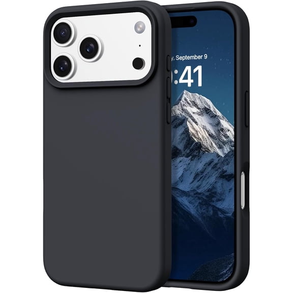 Smooth Liquid Silicone Case for iPhone 17 Pro Max 6.9", Shockproof Protective Phone Cover,Black